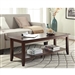 Espresso Wood Grain Coffee Table with Bottom Shelf