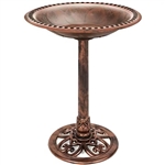 Outdoor Garden Polyresin Bird Bath in Rustic Aged Copper Brown Finish