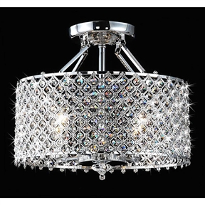 Chrome & Crystal 4 Light Round Ceiling Chandelier