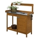 Outdoor Home Garden Potting Bench with Metal Table Top and Storage Cabinet