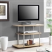 Modern TV Stand Light Oak Wood Finish with Sturdy Stainless Steel Poles