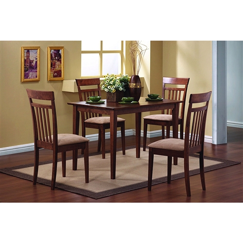 Classic 5-Piece Dining Set with Rectangular Table and 4 Chairs in Chestnut Wood Finish