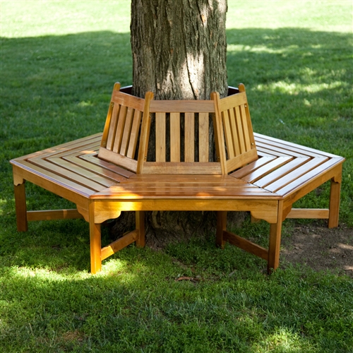 Hexagonal Outdoor Tree Bench in Weather Resistant Cedar Wood