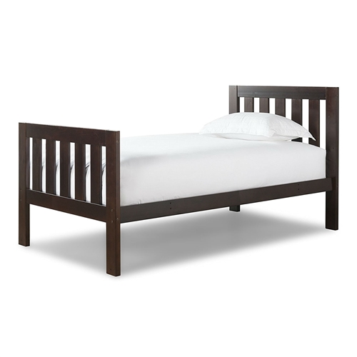 Twin size Espresso Wood Bed with Headboard and Footboard