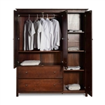 Cherry Wood Finish Bedroom Wardrobe Armoire Cabinet Closet