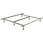 California King size Metal Bed Frame with Wide Stance Glide Legs and Headboard Brackets