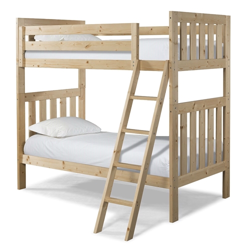 Twin over Twin Natural Pine Wood Bunk Bed with Ladder