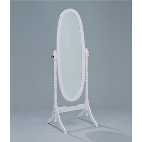 Oval Cheval Floor Mirror in White Finish