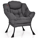 Upholstered High-Density Plush Cushioned Accent Chair w/ Side Pocket in Grey