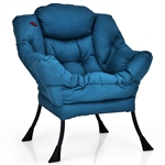 Upholstered High-Density Plush Cushioned Accent Chair w/ Side Pocket in Blue