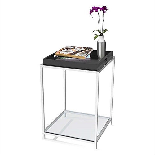 Modern End Table with Removable Tray in Black