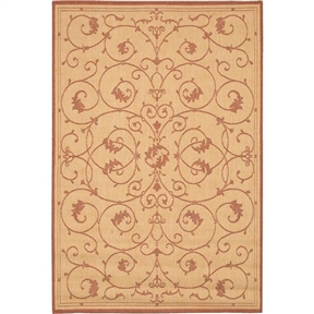 2' x 3'9 Floret Vines Leaves Floral Area Rug in Terracotta Natural