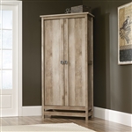 Cottage Style Wardrobe Armoire Storage Cabinet in Light Oak Wood Finish