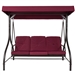 Burgundy Outdoor Patio Deck Porch Canopy Swing with Cushions