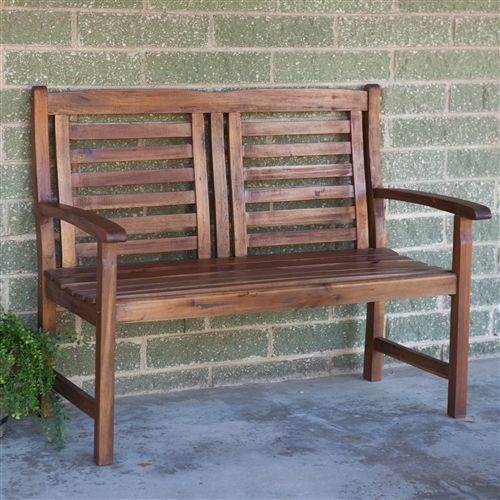 Contemporary Outdoor 2-Seat Garden Bench with Weather Resistant Wood Finish