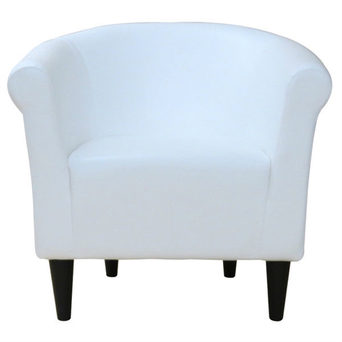 Modern Classic White Faux Leather Upholstered Club Chair - Made in USA