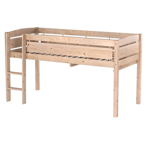 Twin size Kids Teens Bunk Loft Bed in Natural Wood Finish
