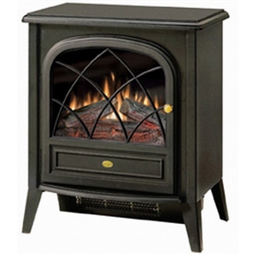 Black Compact Stove Style Electric Fireplace Space Heater with 3D Flame