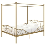 Full size Heavy Duty Metal Canopy Bed Frame in Gold Finish