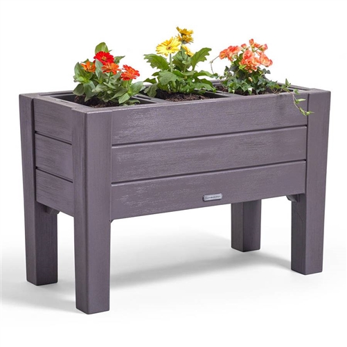 Raised Rectangular Plastic Planter Box w/ Removeable Trays