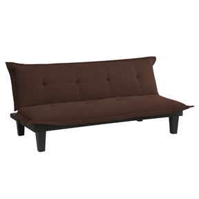 Modern Convertible Sofa Bed Futon Lounger in Brown Microfiber