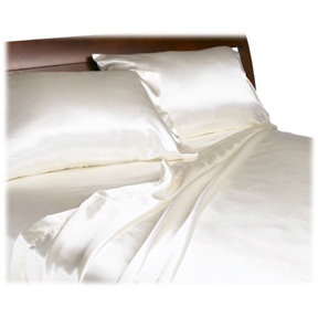 California King size Lustrous Satin Sheet Set in Ivory Color