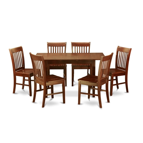 Mission Style 7-piece Dining Set in Mahogany Wood Finish