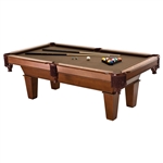 7Ft Brown Wool Cloth Top Pool Table with 2 Cues and Billiards Balls