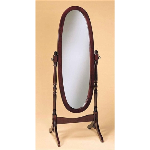 Cherry Finish Cheval Mirror Full Length Solid Wood Floor Mirror