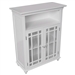 Classic White Wood 2-Door Bathroom Floor Cabinet with Glass Paneled Doors