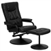 Black Faux Leather Recliner Chair with Swivel Seat and Ottoman