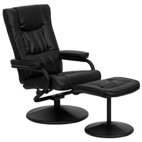 Black Faux Leather Recliner Chair with Swivel Seat and Ottoman