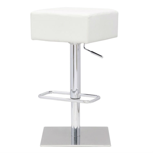Modern Backless Swivel Adjustable Height Barstool with White Faux Leather Seat