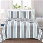 Full/Queen 3 Piece Coastal Grey/Blue Nautical Quilt Set