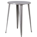 Outdoor 30-inch Round Metal Cafe Bar Patio Table in Silver
