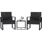 Outdoor 3-Piece Patio Furniture Set with 2 Black Patio Chairs and 1 Side Table