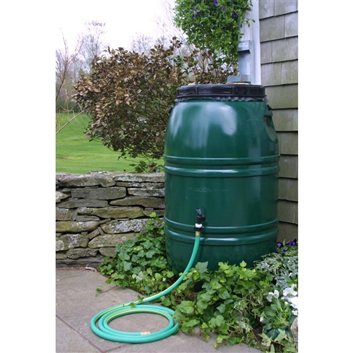 60-Gallon High Density Polyethylene Plastic Rain Barrel in Forest Green