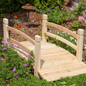 4-Ft Garden Bridge with Railings in Weather Resistant Fir Wood