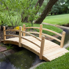 8-Ft Freestanding Landscape Garden Bridge in Unfinished Fir Wood