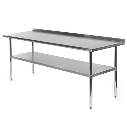 Stainless Steel 72 x 24 inch NSF Certified Kitchen Prep Work Table with Backsplash