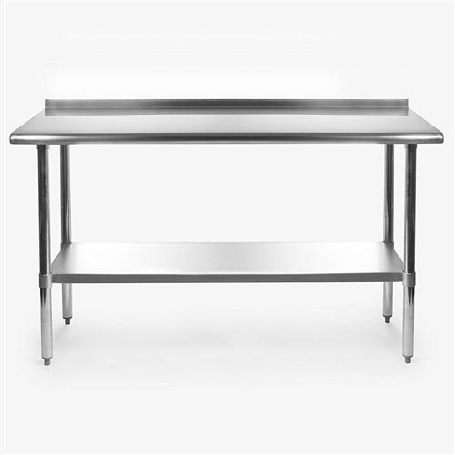 Stainless Steel 60 x 24 inch Heavy Duty NSF Certified  Work Bench Prep Table with Backsplash