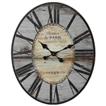 Gray Oversized Distressed Paris Wood Wall Clock