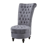 Gray Tufted High Back Plush Velvet Upholstered Accent Low Profile Chair