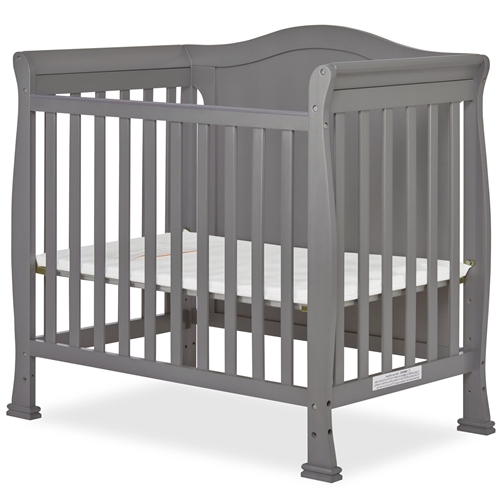 Solid Pine Wood 3-in-1 Convertible Baby Crib in Grey Finish
