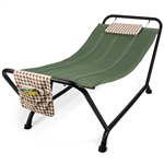 Green Waterproof Patio Hammock w/ Stand Pillow Storage Pockets