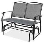 2 Seater Mesh Patio Loveseat Swing Glider Rocker with Armrests in Grey