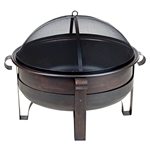 Heavy Duty 34-inch Fire Pit Deep Steel Cauldron with Screen