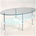 Modern Oval Glass Coffee Table with Chrome Metal Legs