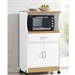 White Kitchen Utility Cabinet Microwave Cart with Caster Wheels