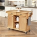 Natural Wood Finish Kitchen Island Cart with Locking Casters